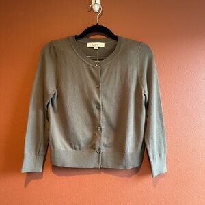 NWT LOFT Crewneck Button-Up Cardigan